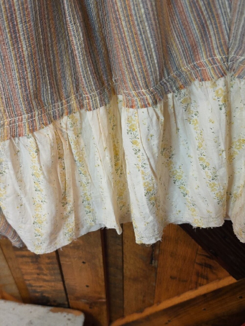040p POL Patchwork A-Line Tiered Maxi Pants in Cream and Brown - Picture 10 of 14